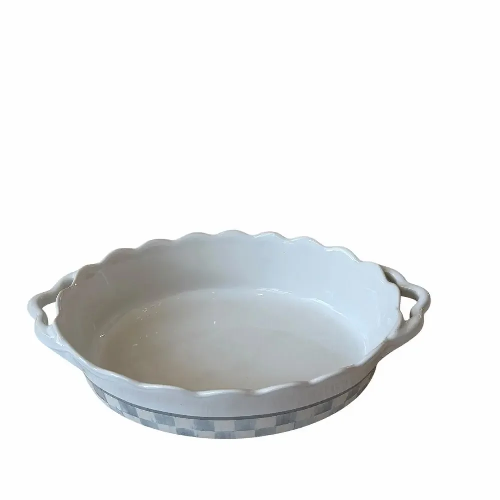 NEW MacKenzie-Childs Sterling Check Everyday Small Oval Baker